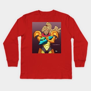 Melanated Samus Kids Long Sleeve T-Shirt